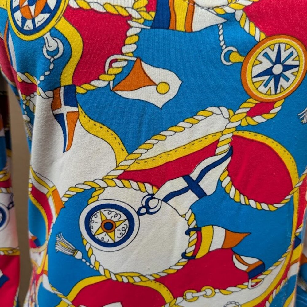 BARBARA GERWIT Nautical Compass & Flag Print Tunic Dress - Size M - Picture 7 of 8